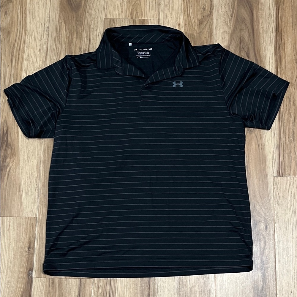 Under Armour Black Striped Playoff Polo Shirt